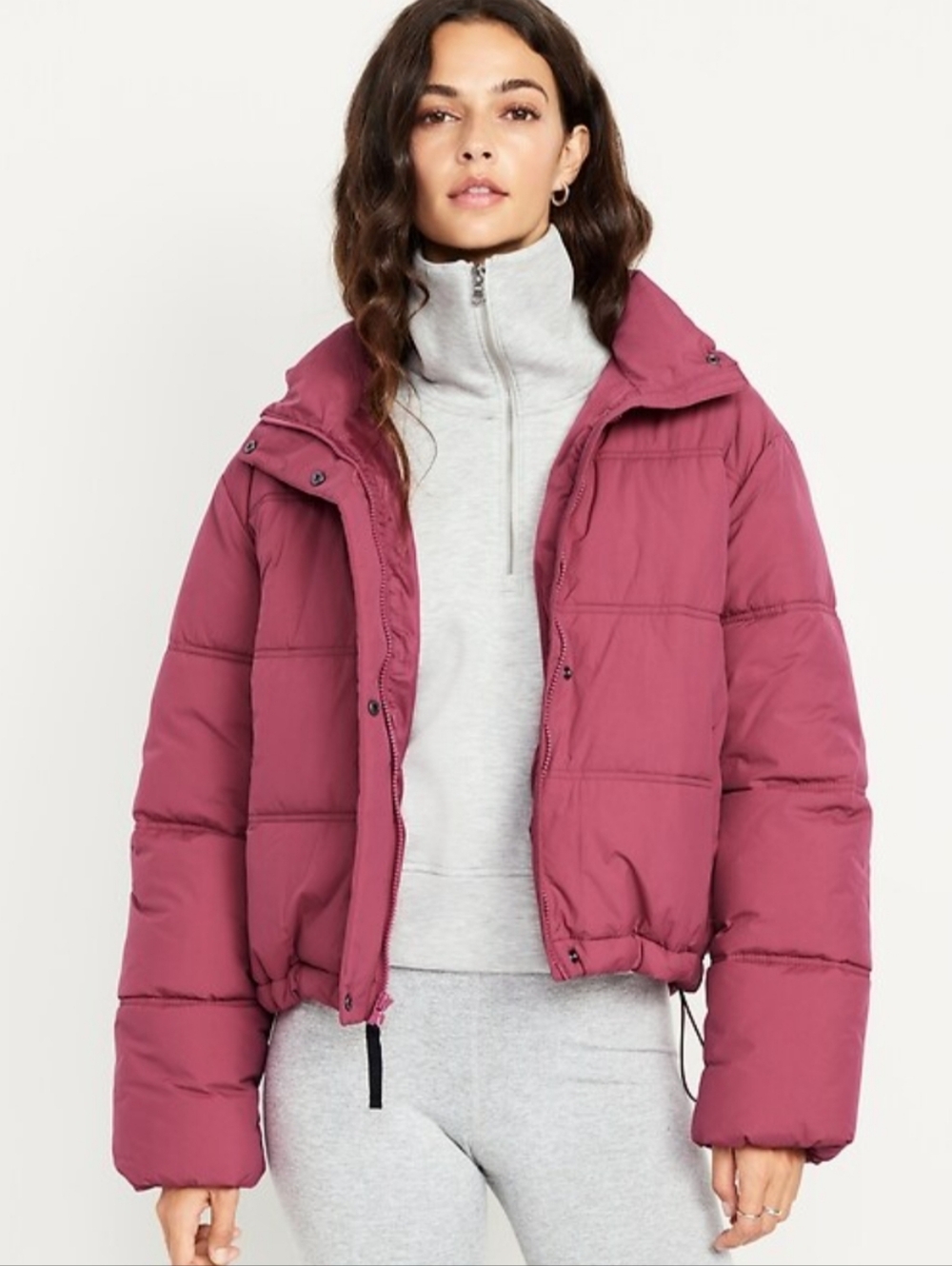 Old Navy Pink Puffer Jacket - Quilted Snap Front